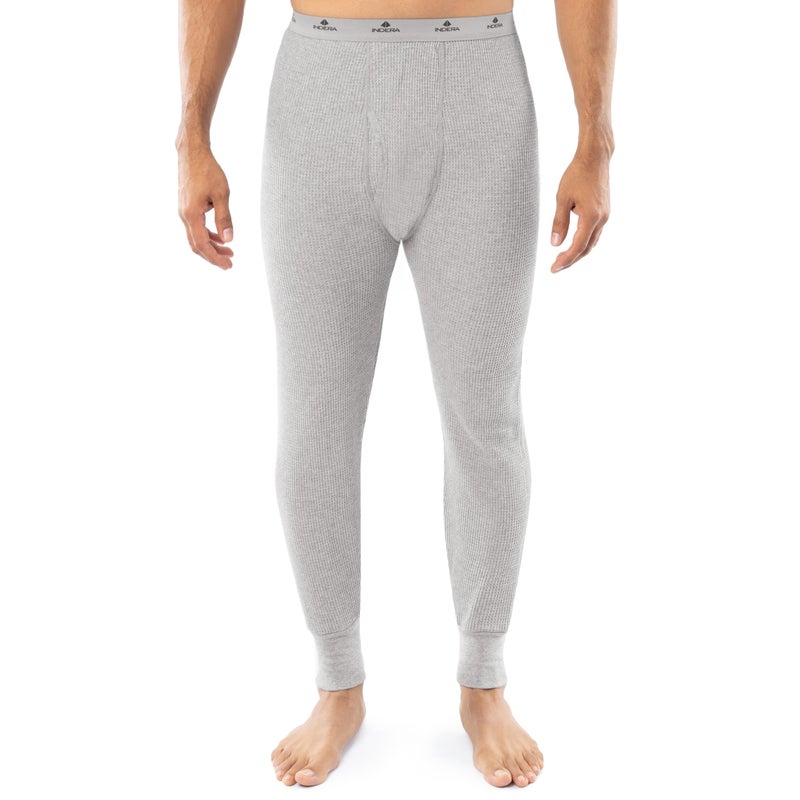 Indera Men's Heavyweight Cotton Waffle Long Johns Thermal Underwear Bottom, Heather Grey, X-Large - Image 1